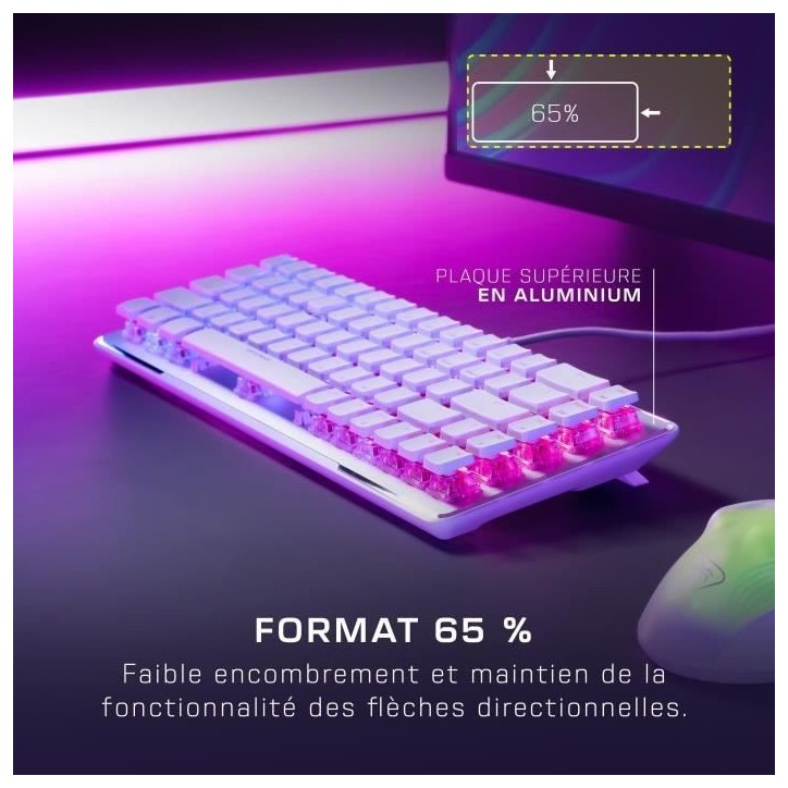 Clavier gaming optique et mécanique filaire Turtle Beach - Vulcan II Mini - Blanc