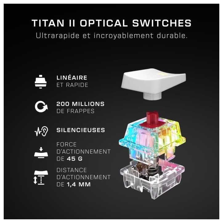 Clavier gaming optique et mécanique filaire Turtle Beach - Vulcan II Mini - Blanc
