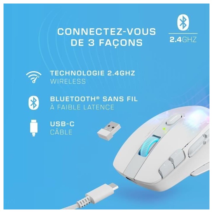 Souris gaming sans fil - TURTLE BEACH - Kone XP Air - Avec station de charge - Blanc