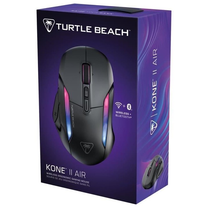 Souris gaming sans fil - Turtle Beach Kone™ II Air - Ergonomique - Noir, Bluetooth, 26 000 DPI, molette 4D