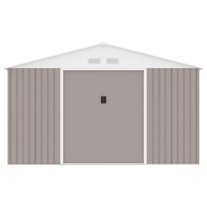 Abri de jardin en métal 12,99 m² - 340 x 382 x 210 cm - NEPTUNE - Kit d'ancrage inclus, 2 portes coulissantes - Taupe Abri de jardin en métal 12,99 m² - 340 x 382 x 210 cm - NEPTUNE - Kit d'ancrage inclus, 2 portes coulissantes - Taupe