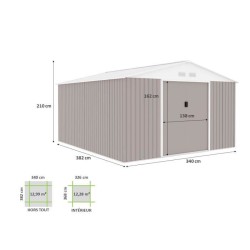Abri de jardin en métal 12,99 m² - 340 x 382 x 210 cm - NEPTUNE - Ki