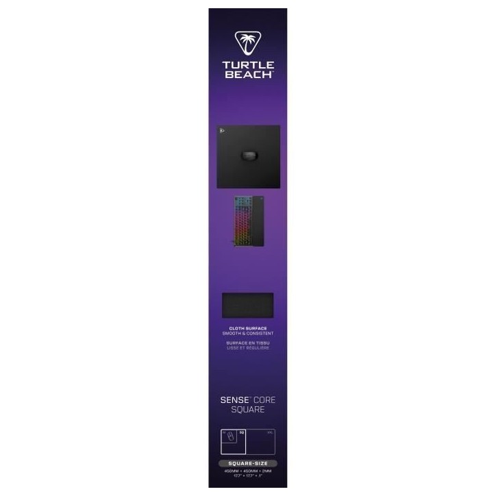 Tapis de souris de jeu - Turtle Beach SenseCore Square - Surface micro-tissée, équilibré, confortable