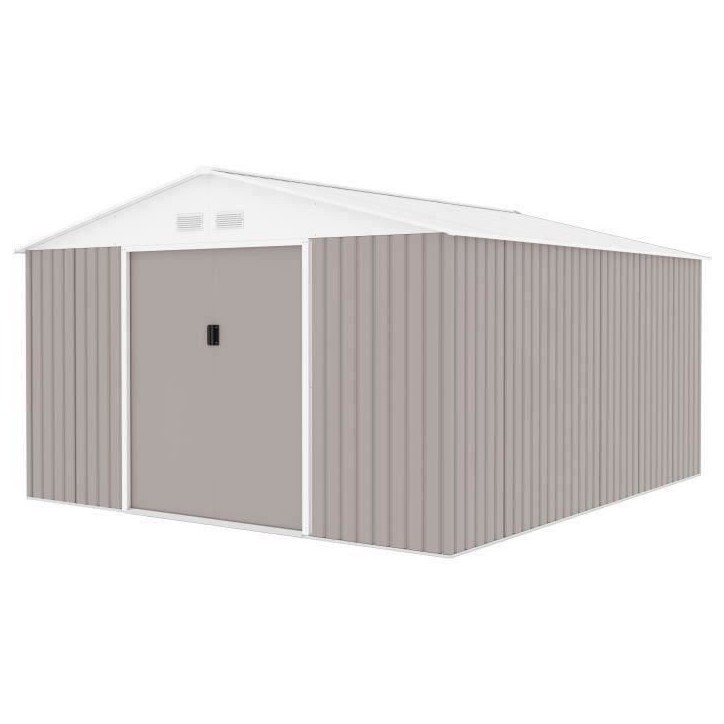 Abri de jardin en métal 12,99 m² - 340 x 382 x 210 cm - NEPTUNE - Kit d'ancrage inclus, 2 portes coulissantes - Taupe Abri de jardin en métal 12,99 m² - 340 x 382 x 210 cm - NEPTUNE - Kit d'ancrage inclus, 2 portes coulissantes - Taupe