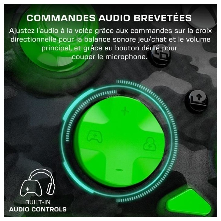 Manette de jeu - Xbox Series X|S, Xbox One et PC - Rematch Core - RGB - Filaire - Camouflage Noir / Vert - TURTLE BEACH