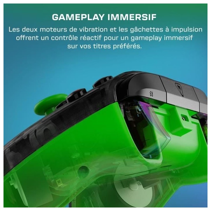 Manette de jeu - Xbox Series X|S, Xbox One et PC - Rematch Core - RGB - Filaire - Camouflage Noir / Vert - TURTLE BEACH