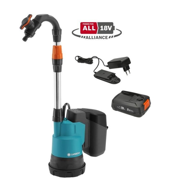 Pompe immergée pour collecteur d'eau de pluie Gardena 2000/2 18V P4A Pompe immergée pour collecteur d'eau de pluie Gardena 2000/2 18V P4A
