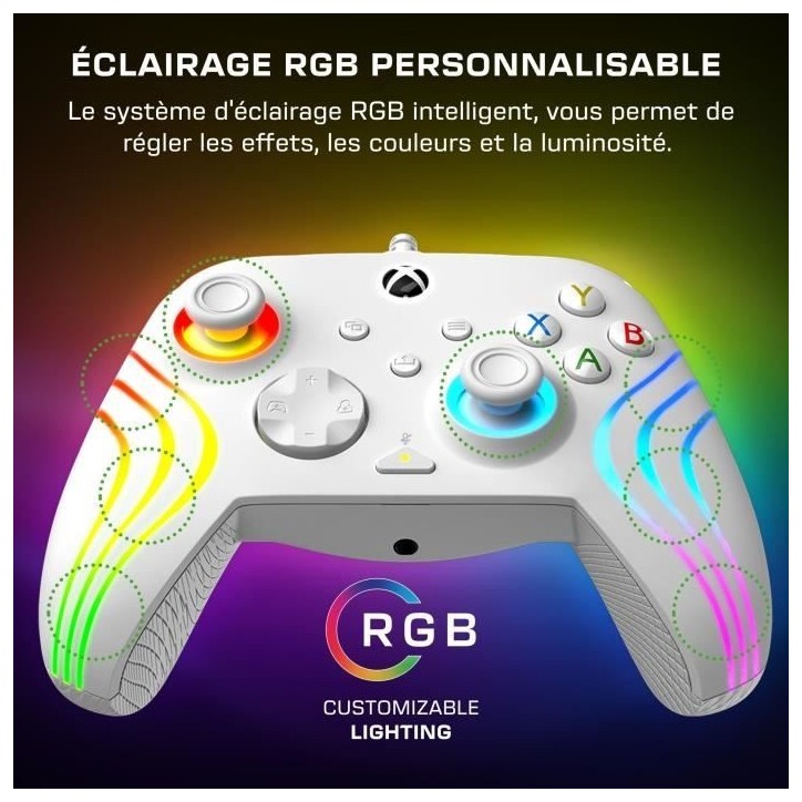 Manette de jeu - Xbox Series X|S, Xbox One et PC - Afterglow Wave - RGB - Filaire - Blanc- TURTLE BEACH Manette de jeu - Xbox Series X|S, Xbox One et PC - Afterglow Wave - RGB - Filaire - Blanc- TURTLE BEACH
