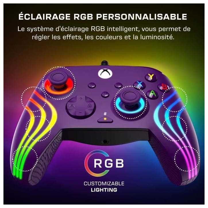 Manette de jeu - Xbox Series X|S, Xbox One et PC - Afterglow Wave - RGB - Filaire - Violet - TURTLE BEACH Manette de jeu - Xbox Series X|S, Xbox One et PC - Afterglow Wave - RGB - Filaire - Violet - TURTLE BEACH