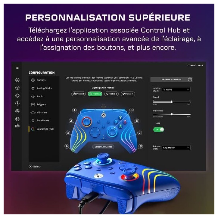 Manette de jeu - Xbox Series X|S, Xbox One et PC - Afterglow Wave - RGB - Filaire - Bleu - TURTLE BEACH Manette de jeu - Xbox Series X|S, Xbox One et PC - Afterglow Wave - RGB - Filaire - Bleu - TURTLE BEACH