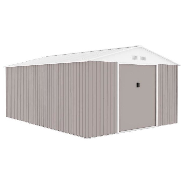 Abri de jardin en métal 15,16 m² - 340 x 446 x 210 - SATURNE - Kit d'ancrage inclus, 2 portes coulissantes - Taupe Abri de jardin en métal 15,16 m² - 340 x 446 x 210 - SATURNE - Kit d'ancrage inclus, 2 portes coulissantes - Taupe
