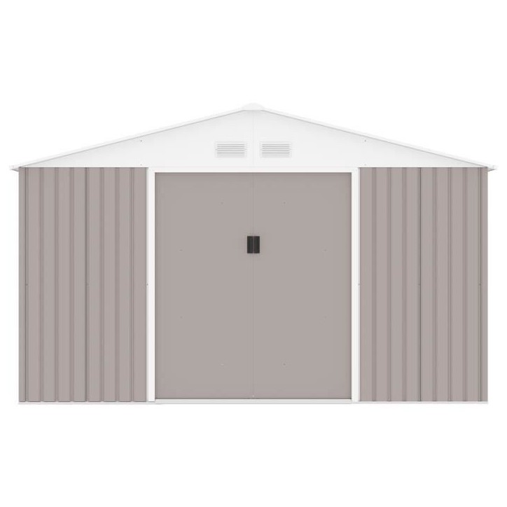 Abri de jardin en métal 15,16 m² - 340 x 446 x 210 - SATURNE - Kit d'ancrage inclus, 2 portes coulissantes - Taupe Abri de jardin en métal 15,16 m² - 340 x 446 x 210 - SATURNE - Kit d'ancrage inclus, 2 portes coulissantes - Taupe