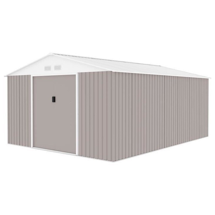 Abri de jardin en métal 15,16 m² - 340 x 446 x 210 - SATURNE - Kit d'ancrage inclus, 2 portes coulissantes - Taupe Abri de jardin en métal 15,16 m² - 340 x 446 x 210 - SATURNE - Kit d'ancrage inclus, 2 portes coulissantes - Taupe