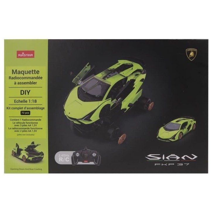 Voiture Télécommandée - TURBO CHALLENGE - Lamborghini Sian - 1/18 - Vert - 85 pieces a monter Voiture Télécommandée - TURBO CHALLENGE - Lamborghini Sian - 1/18 - Vert - 85 pieces a monter