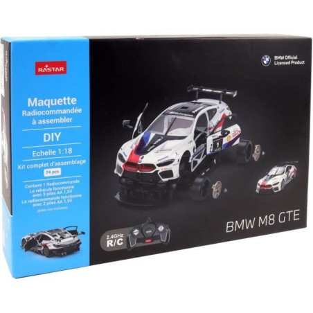 Voiture Télécommandée - TURBO CHALLENGE - BMW M8 GTE - Blanc - 1/18 - Assemblage facile
