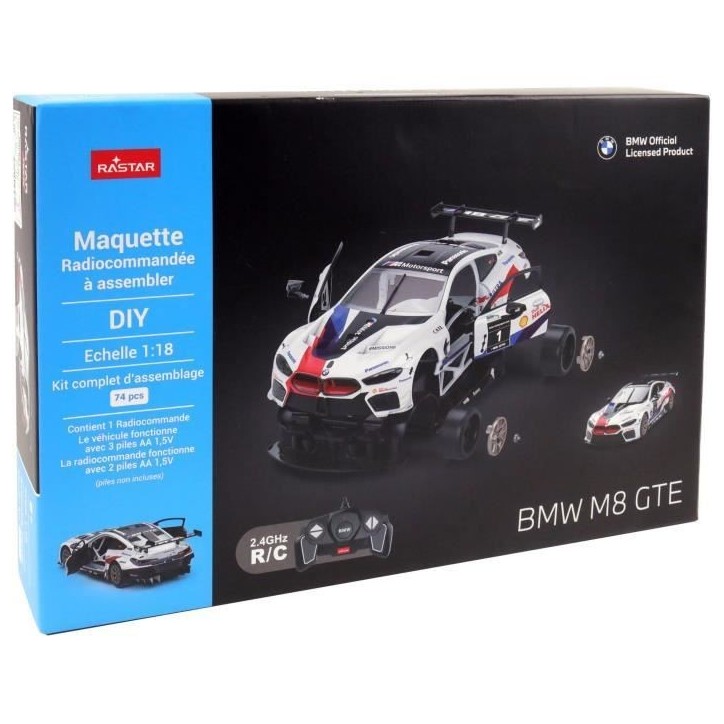 Voiture Télécommandée - TURBO CHALLENGE - BMW M8 GTE - Blanc - 1/18 - Assemblage facile