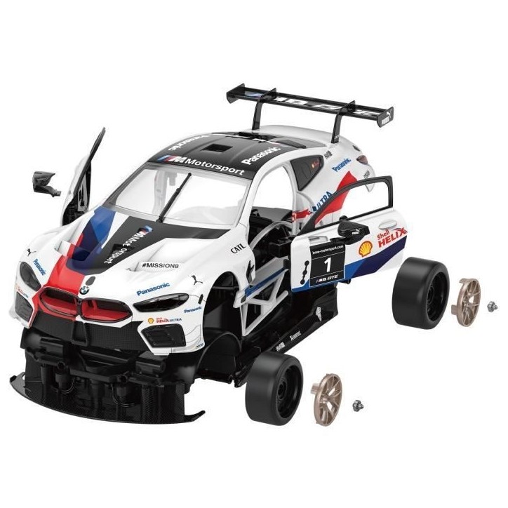 Voiture Télécommandée - TURBO CHALLENGE - BMW M8 GTE - Blanc - 1/18 - Assemblage facile