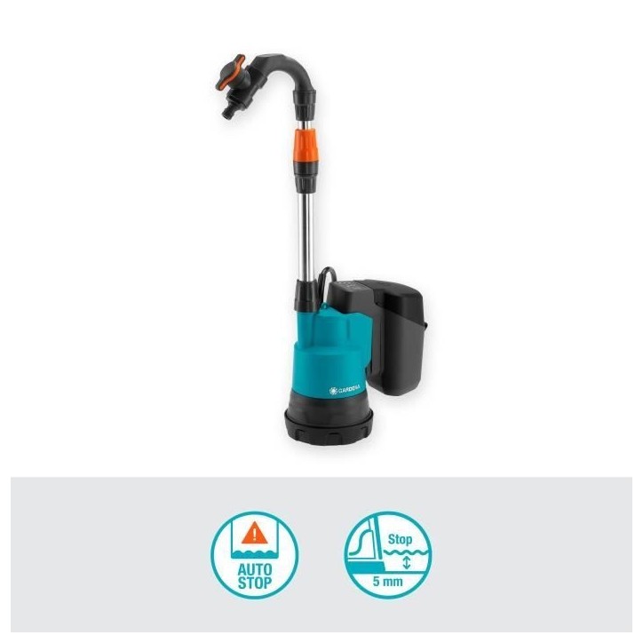 Pompe immergée pour collecteur d'eau de pluie Gardena 2000/2 18V P4A