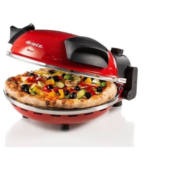 Four a Pizza électrique ARIETE - Rouge - Pierre réfractaire - 1200W - Diametre 33cm - Température max 400°C Four a Pizza électrique ARIETE - Rouge - Pierre réfractaire - 1200W - Diametre 33cm - Température max 400°C
