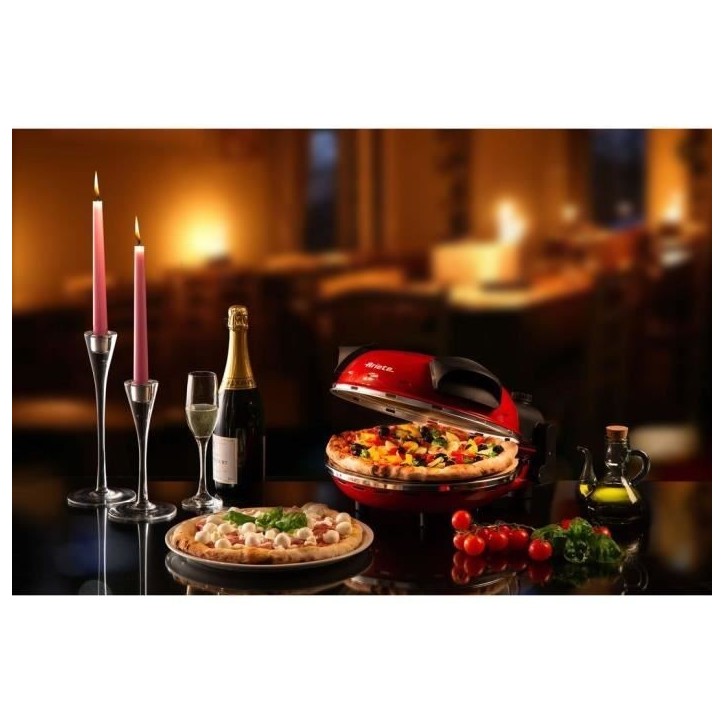 Four a Pizza électrique ARIETE - Rouge - Pierre réfractaire - 1200W - Diametre 33cm - Température max 400°C Four a Pizza électrique ARIETE - Rouge - Pierre réfractaire - 1200W - Diametre 33cm - Température max 400°C