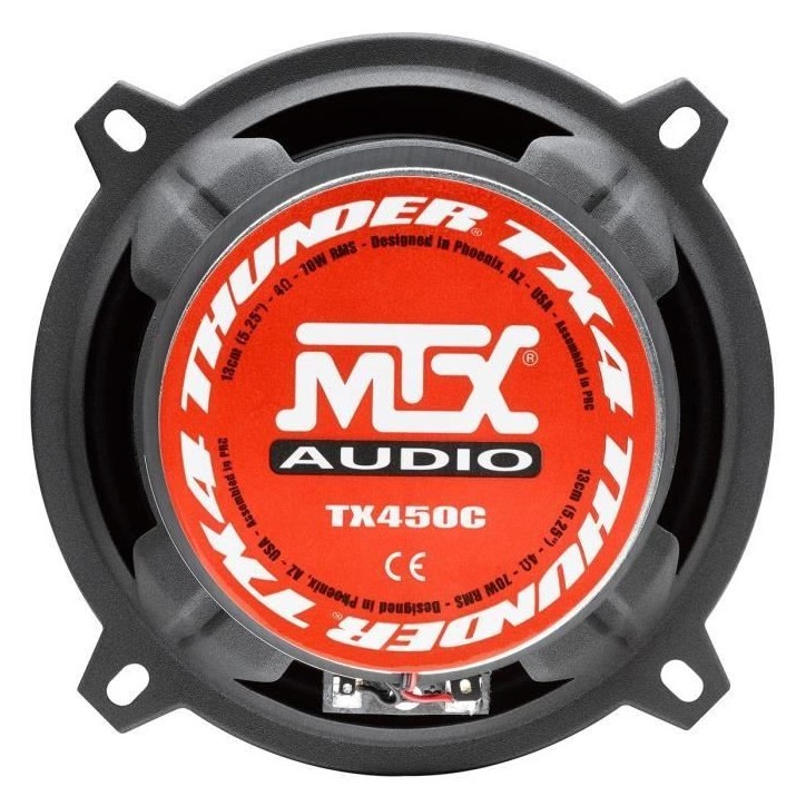 MTX TX450C Haut-parleurs voiture Coaxiaux 2 voies 13cm 70W RMS 4 membrane pulpe célulose MTX TX450C Haut-parleurs voiture Coaxiaux 2 voies 13cm 70W RMS 4 membrane pulpe célulose