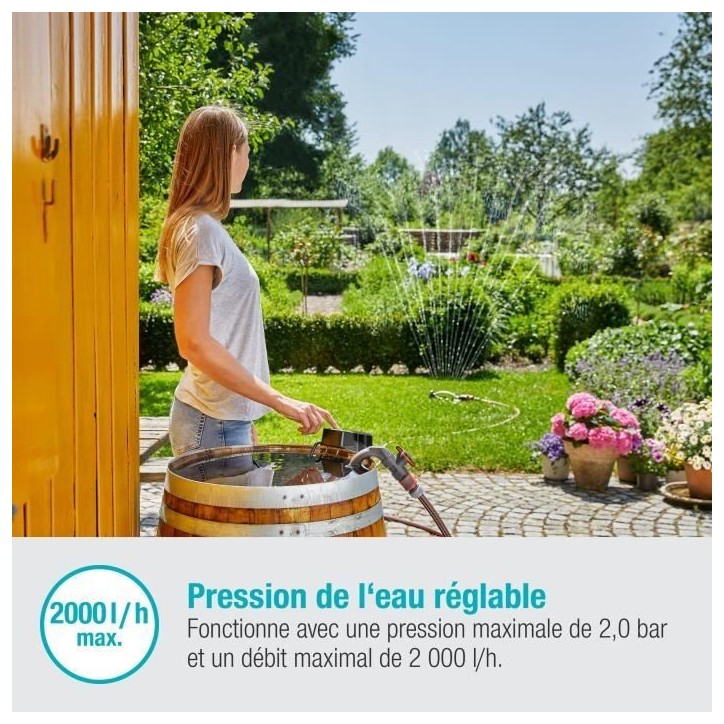 Pompe immergée pour collecteur d'eau de pluie Gardena 2000/2 18V P4A