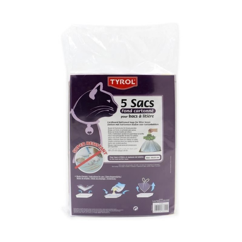 Sac pour bac a litiere - TYROL - Lot de 5 - Fond cartonné - Résiste Sac pour bac a litiere - TYROL - Lot de 5 - Fond cartonné - Résiste