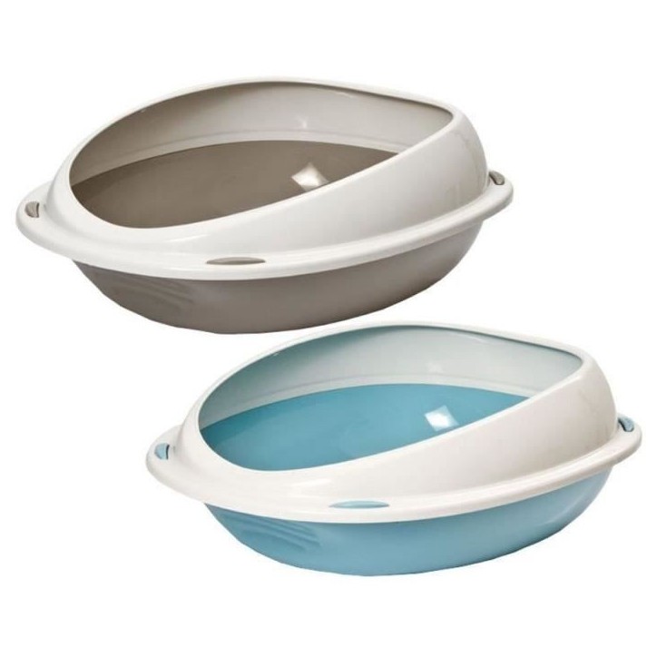 Bac a litiere - AIMÉ - Oval avec rebord amovible - Pour Chat - 45 x 36 x 15,5 cm