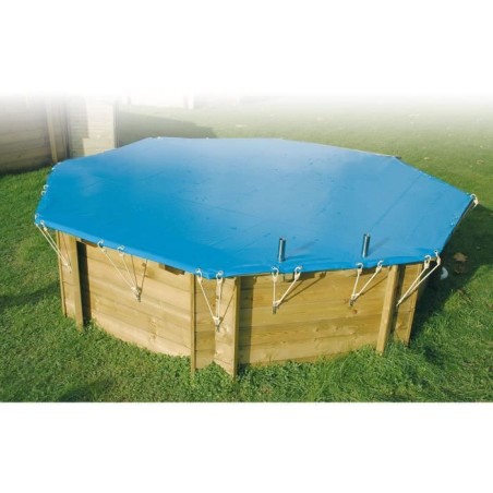 Bâche d'hiver pour piscine bois - UBBINK - Rectangulaire 250x450 - 550g/m² - Norme NFP 90-308 - Sécurité enfants