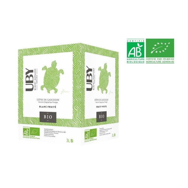 BIB UBY Côtes de Gascogne - Vin blanc du Sud Ouest - 3L BIB UBY Côtes de Gascogne - Vin blanc du Sud Ouest - 3L