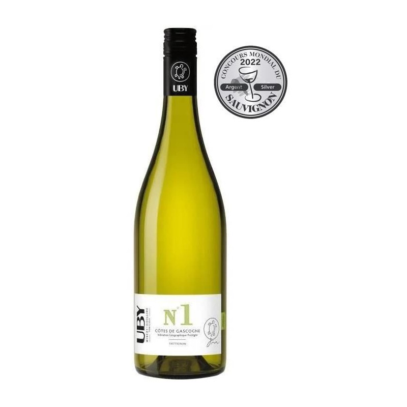 UBY N°1 Côtes de Gascogne Sauvignon Gros Manseng 2024 Vin Blanc UBY N°1 Côtes de Gascogne Sauvignon Gros Manseng 2024 Vin Blanc