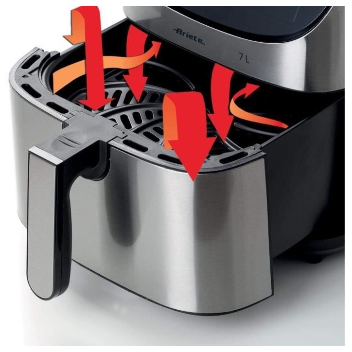Friteuse sans huile digitale ARIETE - inox brossé - XXL 2 kilos - Modele 4628 Friteuse sans huile digitale ARIETE - inox brossé - XXL 2 kilos - Modele 4628