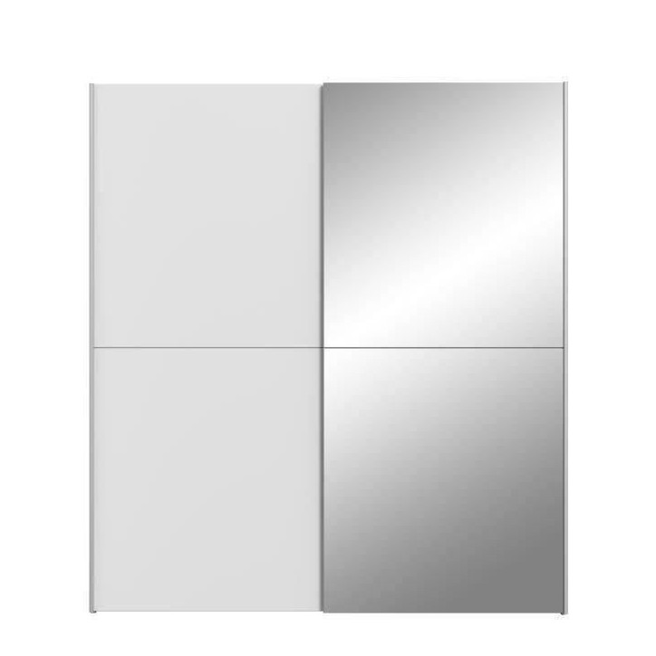 Armoire 2 portes coulissantes + miroir - Panneaux de particules - Blanc mat - L 170,3 x P 61,2 x H 190,5 cm - ULOS Armoire 2 portes coulissantes + miroir - Panneaux de particules - Blanc mat - L 170,3 x P 61,2 x H 190,5 cm - ULOS