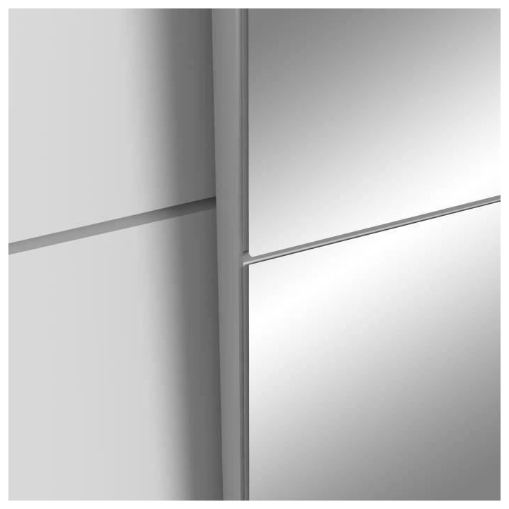 Armoire 2 portes coulissantes + miroir - Panneaux de particules - Blanc mat - L 170,3 x P 61,2 x H 190,5 cm - ULOS Armoire 2 portes coulissantes + miroir - Panneaux de particules - Blanc mat - L 170,3 x P 61,2 x H 190,5 cm - ULOS