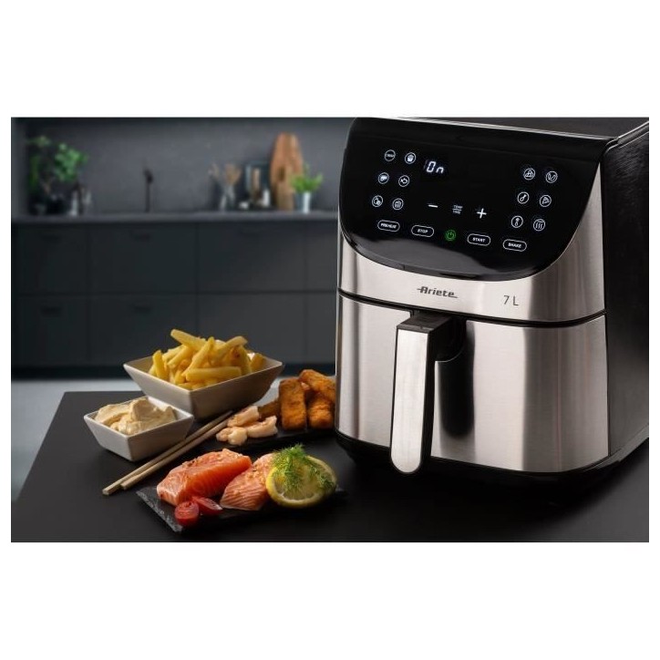 Friteuse sans huile digitale ARIETE - inox brossé - XXL 2 kilos - Modele 4628 Friteuse sans huile digitale ARIETE - inox brossé - XXL 2 kilos - Modele 4628