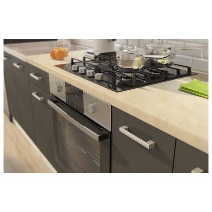 ULTRA Cuisine complete avec meuble four et plan de travail inclus L 300 cm - Gris mat