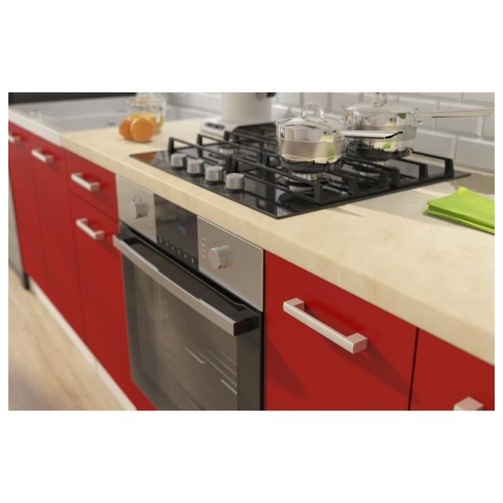 ULTRA Cuisine complete avec meuble four et plan de travail inclus L 300 cm - Rouge mat ULTRA Cuisine complete avec meuble four et plan de travail inclus L 300 cm - Rouge mat