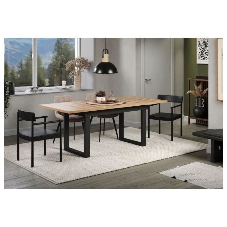 Table a manger - Universal - Chene - Rectangulaire - En MDF - Scandinave - 6 a 10 personnes - 160-200 x 76 x 80 cm - Trendteam