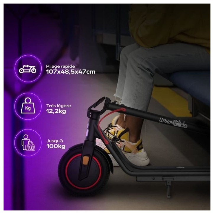 Trottinette électrique - URBANGLIDE - 85 Lite - Roues 8.5 - 36V - 400W - Autonomie 20 km - Frein a disque - Clignotants - Feu s Trottinette électrique - URBANGLIDE - 85 Lite - Roues 8.5 - 36V - 400W - Autonomie 20 km - Frein a disque - Clignotants - Feu s