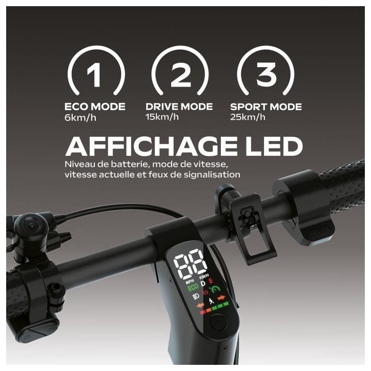 Trottinette électrique - URBANGLIDE - 85 Evo - 300 W - Pneus 8,5 - Max 25 km/h - Autonomie jusqu'a 20 km Trottinette électrique - URBANGLIDE - 85 Evo - 300 W - Pneus 8,5 - Max 25 km/h - Autonomie jusqu'a 20 km