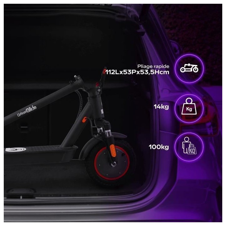 Trottinette électrique pliable - URBANGLIDE RIDE - 100 MAX 2 - 350W - Roues 10 - Adulte - Noir Trottinette électrique pliable - URBANGLIDE RIDE - 100 MAX 2 - 350W - Roues 10 - Adulte - Noir