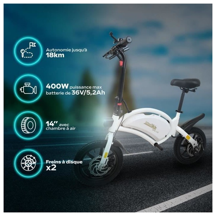 Draisienne électrique - URBANGLIDE - BIKE 140 WHITE - 36V - 350W - Pneus 14 - Autonomie 18KM - Vitesse max 25KM/h Draisienne électrique - URBANGLIDE - BIKE 140 WHITE - 36V - 350W - Pneus 14 - Autonomie 18KM - Vitesse max 25KM/h