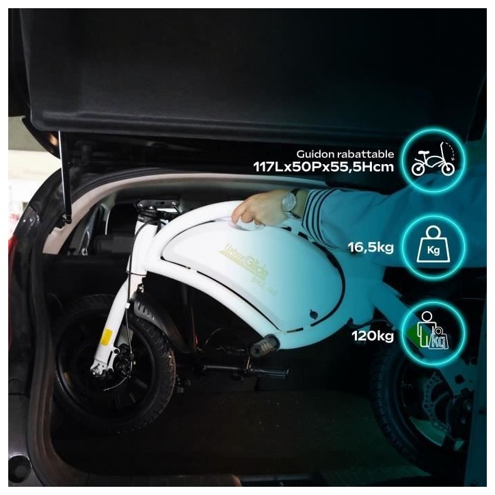 Draisienne électrique - URBANGLIDE - BIKE 140 WHITE - 36V - 350W - Pneus 14 - Autonomie 18KM - Vitesse max 25KM/h Draisienne électrique - URBANGLIDE - BIKE 140 WHITE - 36V - 350W - Pneus 14 - Autonomie 18KM - Vitesse max 25KM/h
