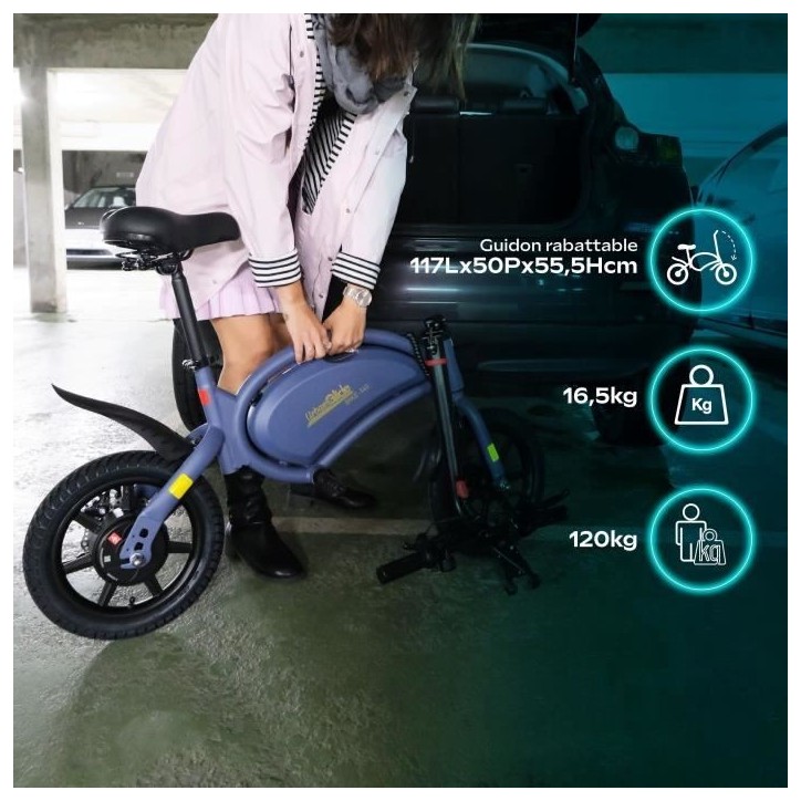 Draisienne électrique - URBANGLIDE - BIKE 140 BLUE - 36V - 350W - Pneus 14 - Autonomie 18KM - Vitesse max 25KM/h