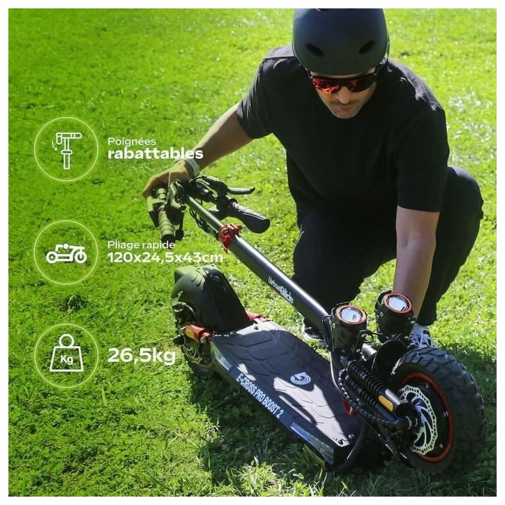 Trottinette électrique tout terrain - URBANGLIDE - ECROSS PRO BOOST 2 - 10 - 48V - 1600 W Double moteur - 13Ah - Autonomie 50KM Trottinette électrique tout terrain - URBANGLIDE - ECROSS PRO BOOST 2 - 10 - 48V - 1600 W Double moteur - 13Ah - Autonomie 50KM