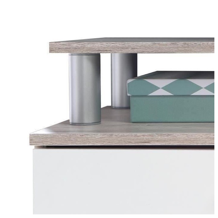 GULADA Ensemble meuble télé - buffet 170cm - table a manger 160cm - Contemporain - Blanc et décor chene GULADA Ensemble meuble télé - buffet 170cm - table a manger 160cm - Contemporain - Blanc et décor chene