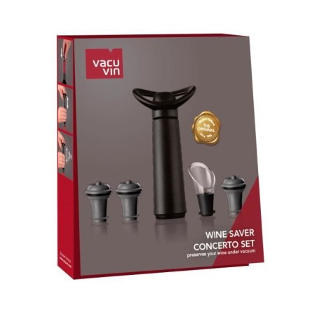 VACUVIN 101770 - Coffret Vacuvin Pompe Concerto + 3 bouchons + 1 anti-gouttes