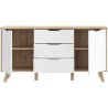 Buffet - VANKKA - Chene / Blanc mat - 2 portes - 3 tiroirs