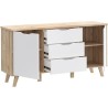 Buffet - VANKKA - Chene / Blanc mat - 2 portes - 3 tiroirs