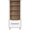 Bibliotheque - VANKKA - 4 étageres - 2 tiroirs - Chene / Blanc - 87,7